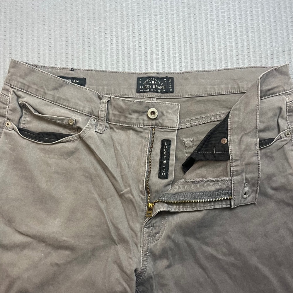 Lucky Brand 1990 Handcrafted Vintage Slim Mens Pants W36 L30 Gray Denim